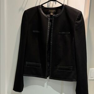 Portfolio Louben Sophisticated Black Women's Blazer with Leather Accents⭐️